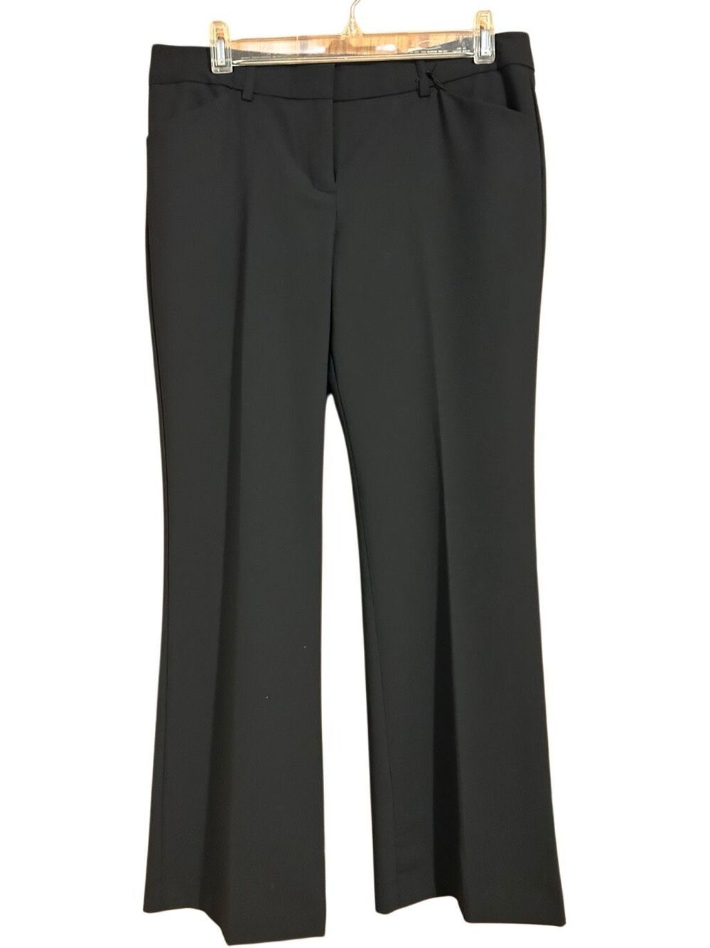 Express Design Black Studio Stretch Editor Low Rise Flare Dress Trouser Pants Sz